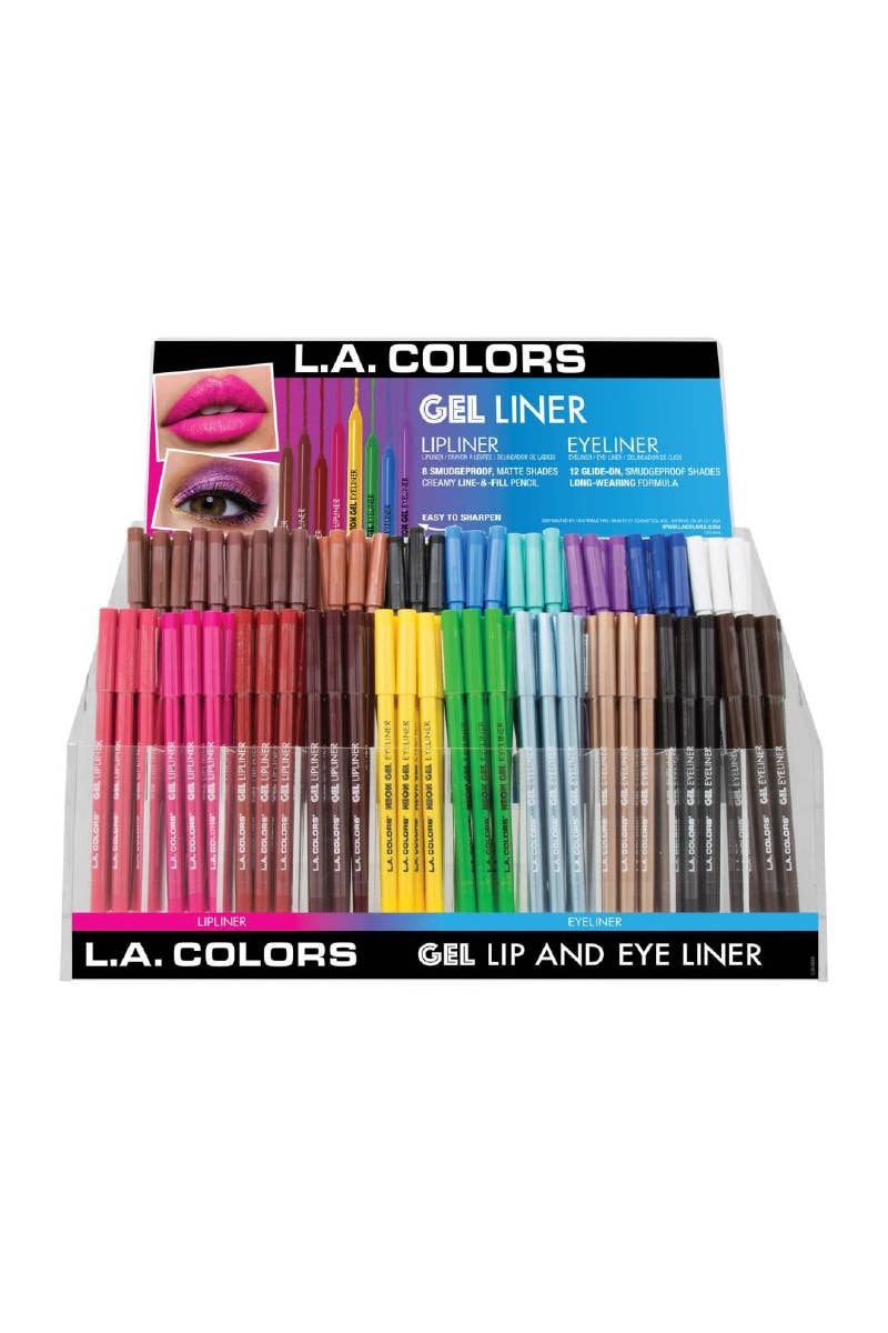 LA Colors CAD469 Gel Lipliner & Eyeliner Display Set - 180pc
